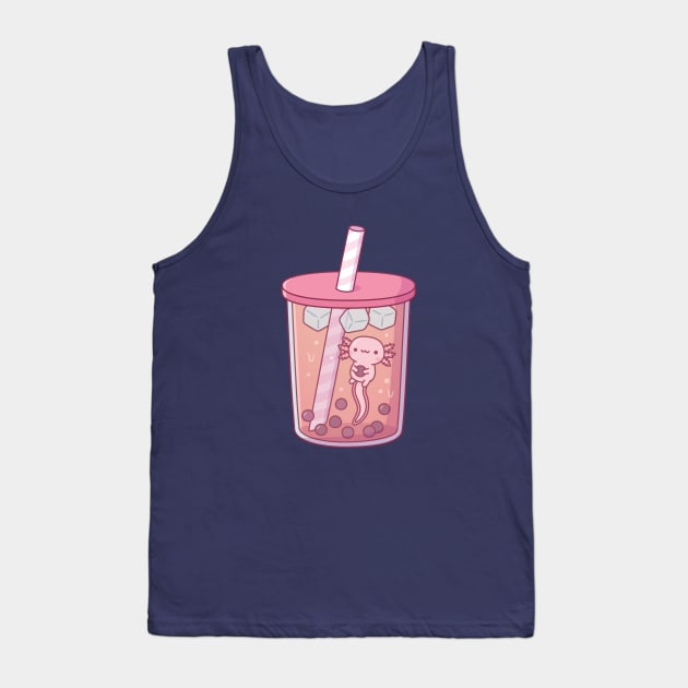 Cute Axolotl Swimming In Bubble Tea Tank Top by rustydoodle